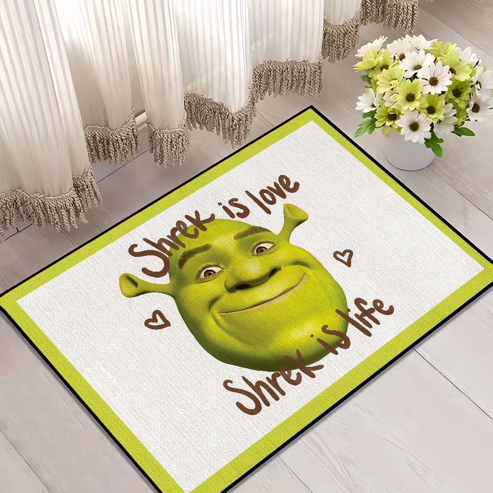 funny Classic Home Bedside Rug Kitchen Bath Floor Mat Hallway Balcony Carpet Green Face Entrance Doormat hogar Decor s-Shreks The WTF Store