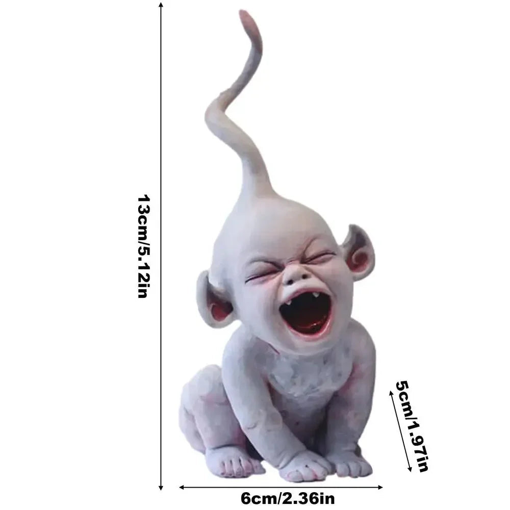 Ghost Doll Scary Creepy Hanging Party Props Halloween Horror Baby Decors Scary Zombie Baby With Horn Resin Figurine Decoration The WTF Store