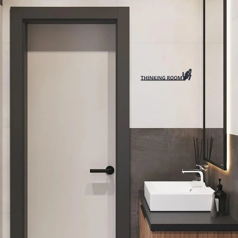 Fun Toilet Door Sign Metal Fun Bathroom Decoration Family Black Toilet Sign Fun Door Top Decoration Interesting Bathroom Sign Ho The WTF Store