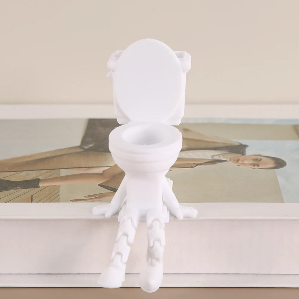 Funny Toilet - Series Ornaments, Toilet/Roll Paper/Trash Can/Poop Shapes with Jointed Legs, Creative Desktop Decor Items The WTF Store