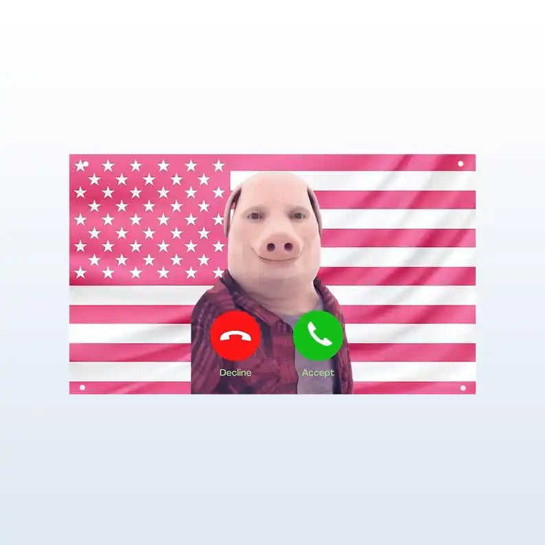 John Pork Is Calling Flag – Funny John Pork Meme Tapestry | Viral Meme Wall Decor Custom Flags for Bedrooms Advertising Flaga The WTF Store