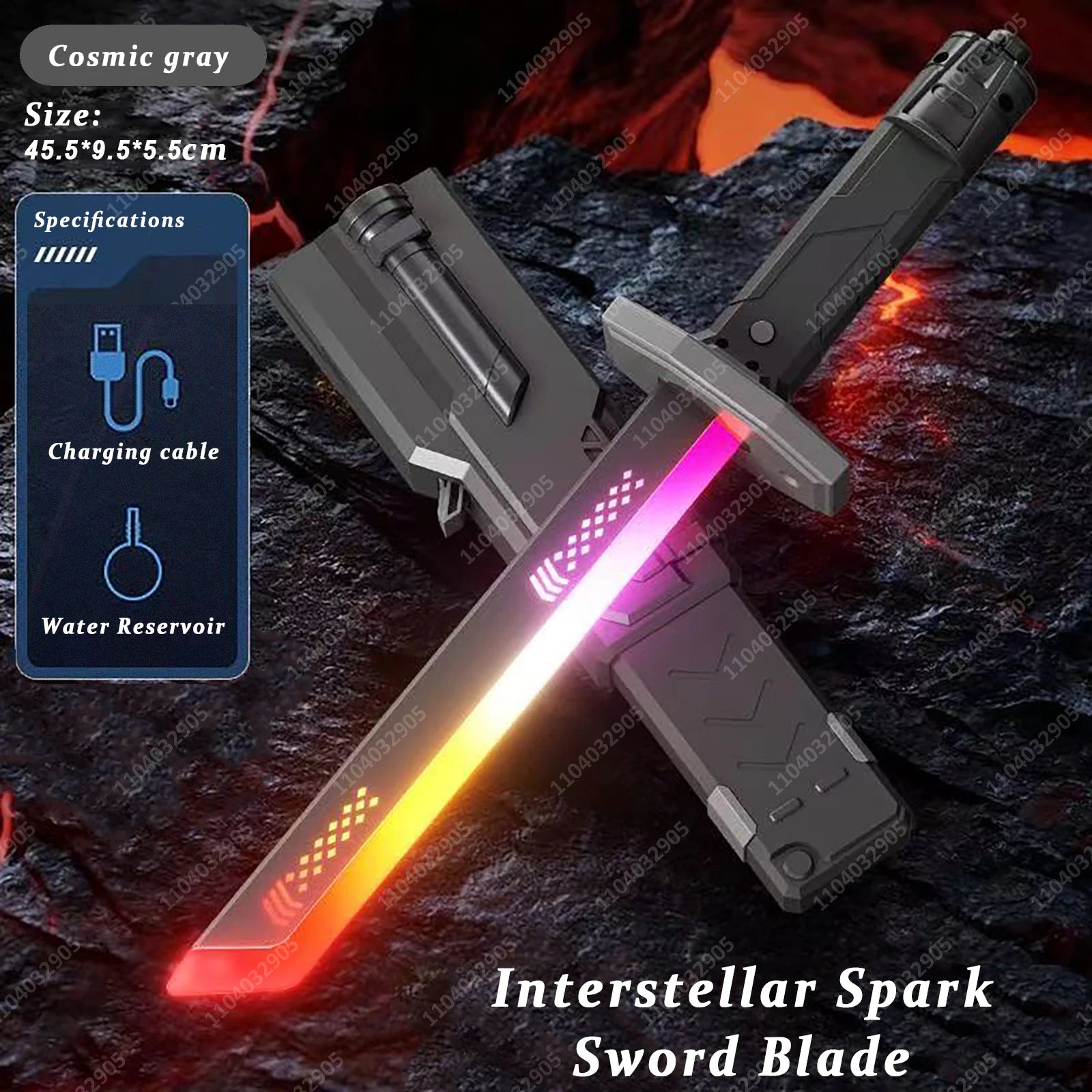 Streamer Glowing Sword with Spark & Smoke Effect Colorful 7-Color Light Sword Toy for Kids & Adults Party Cosplay Christmas Gift The WTF Store