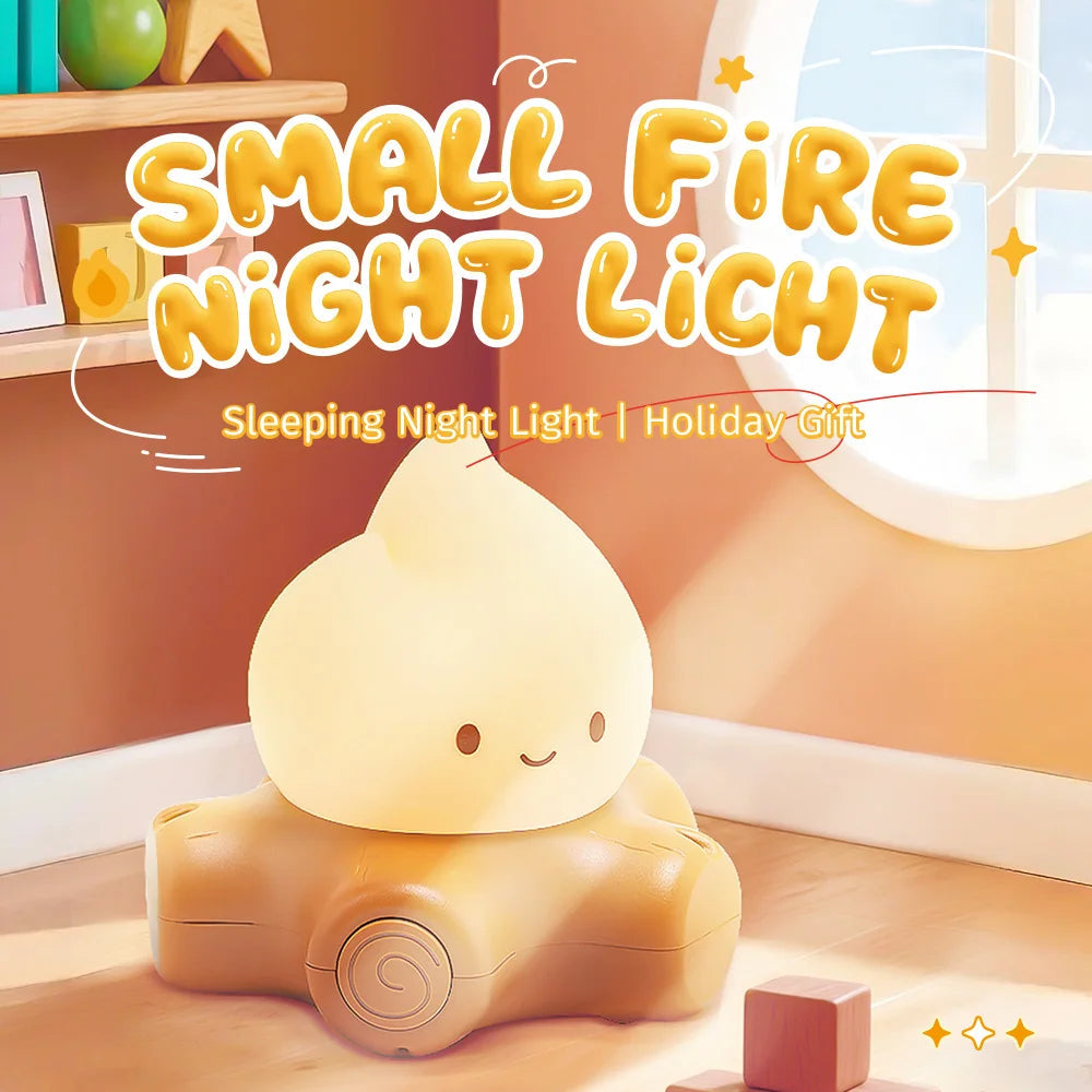 Campfire Night Light Cute Soft Silicone Safe Lamp Decorations Timing Dimmable Bedside Decor Kids Babies Halloween Gifts The WTF Store