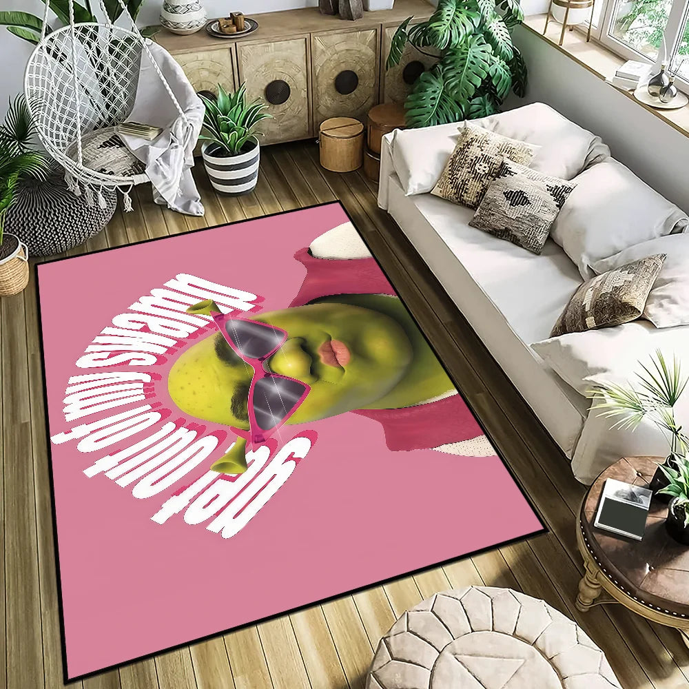 funny Classic Home Bedside Rug Kitchen Bath Floor Mat Hallway Balcony Carpet Green Face Entrance Doormat hogar Decor s-Shreks The WTF Store