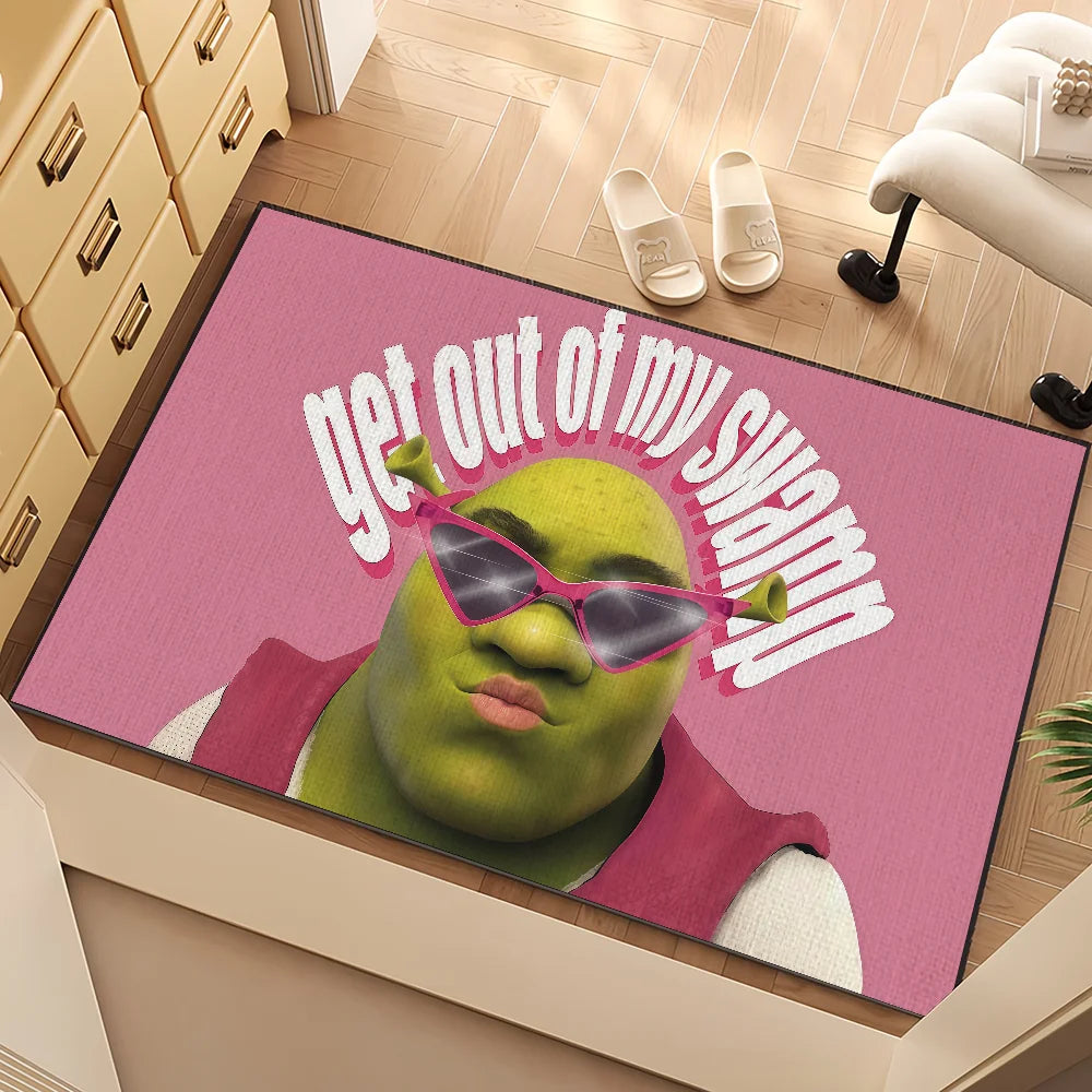 funny Classic Home Bedside Rug Kitchen Bath Floor Mat Hallway Balcony Carpet Green Face Entrance Doormat hogar Decor s-Shreks The WTF Store