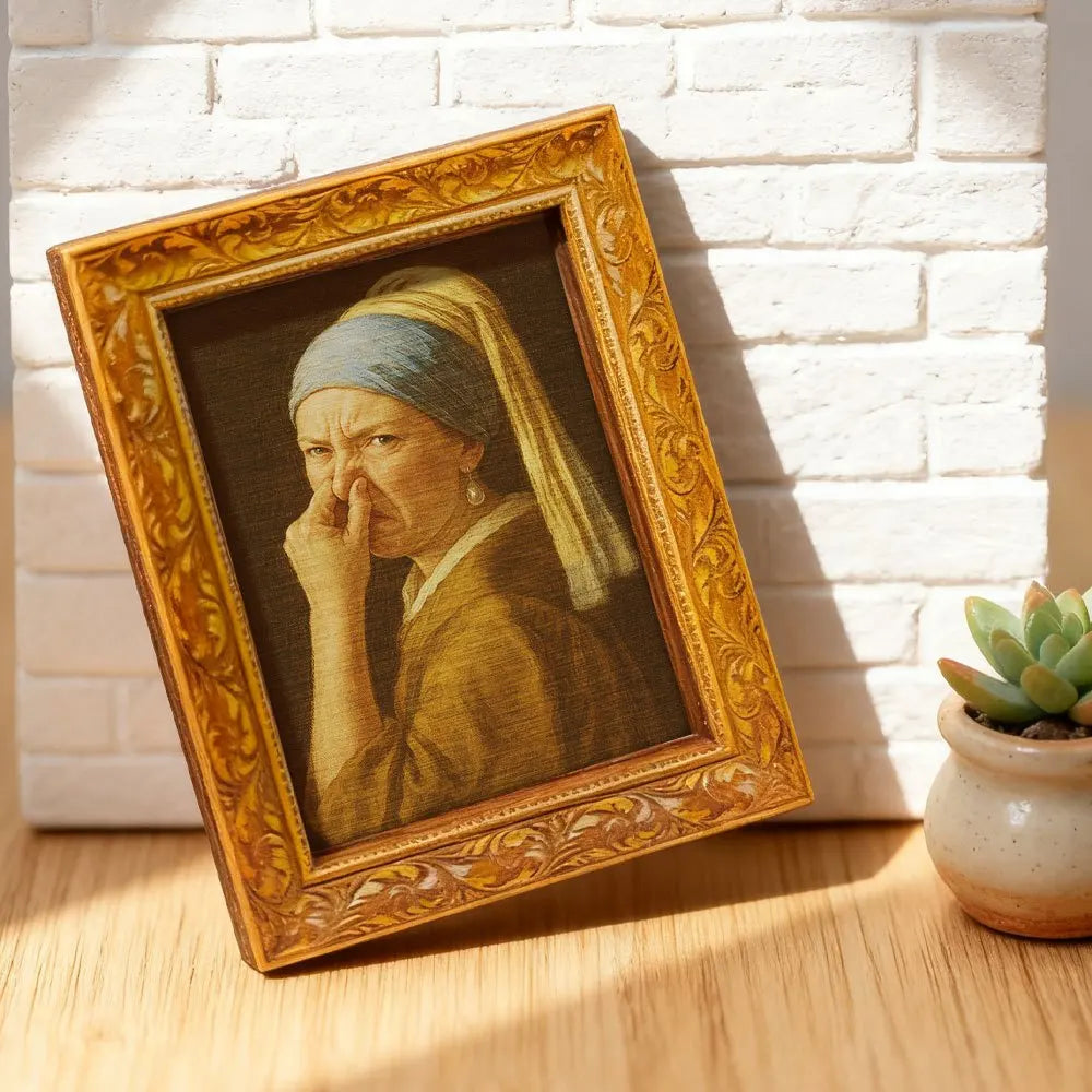 Funny Girl with a Pearl Earring Fridge Magnet, Art Parody Decor for Kitchen, Fridge, Whiteboard & Office Desk The WTF Store