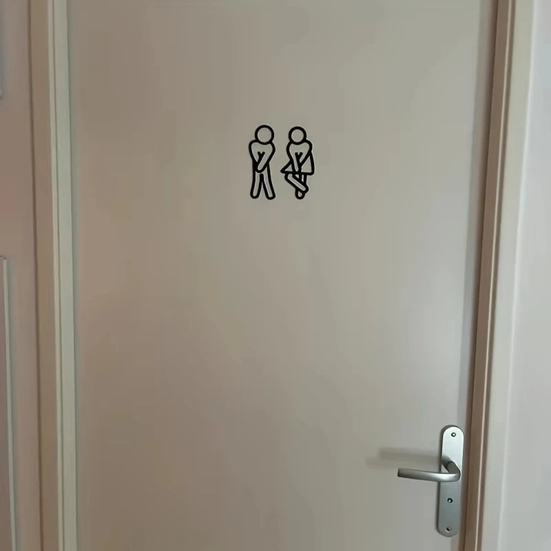 Funny Bathroom Signs for Men Women Creative 2D Flat Restroom Door Decor Restaurant Hotel Cafe Toilet Signage Wall Sticker The WTF Store