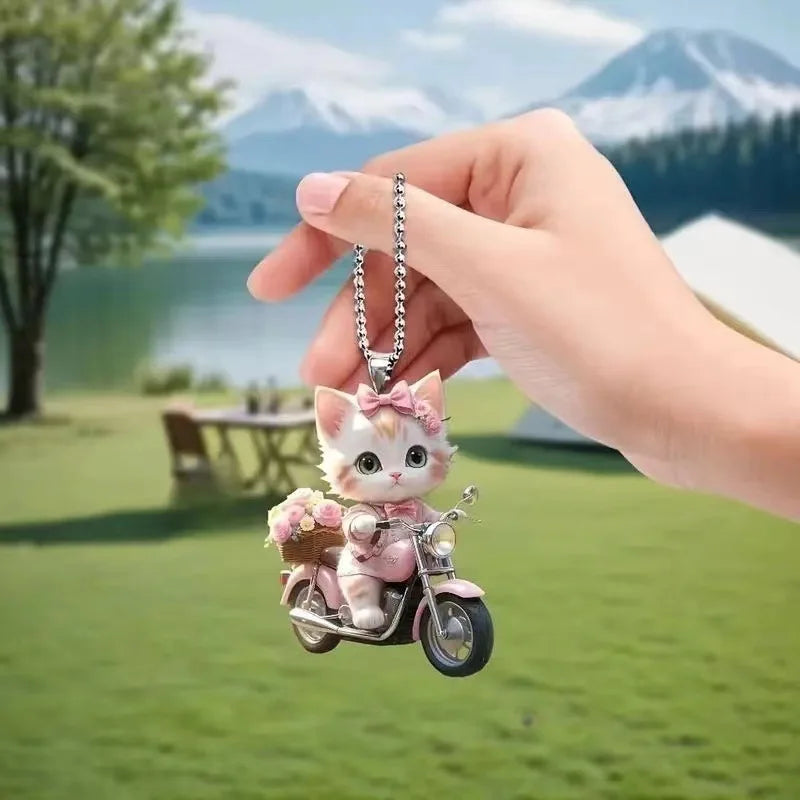 Fun Car Pendant Hanging Ornament with Chain Realistic Animal Cat-Shaped Rearview Mirror Hanging Decor Car Interior Accessories The WTF Store
