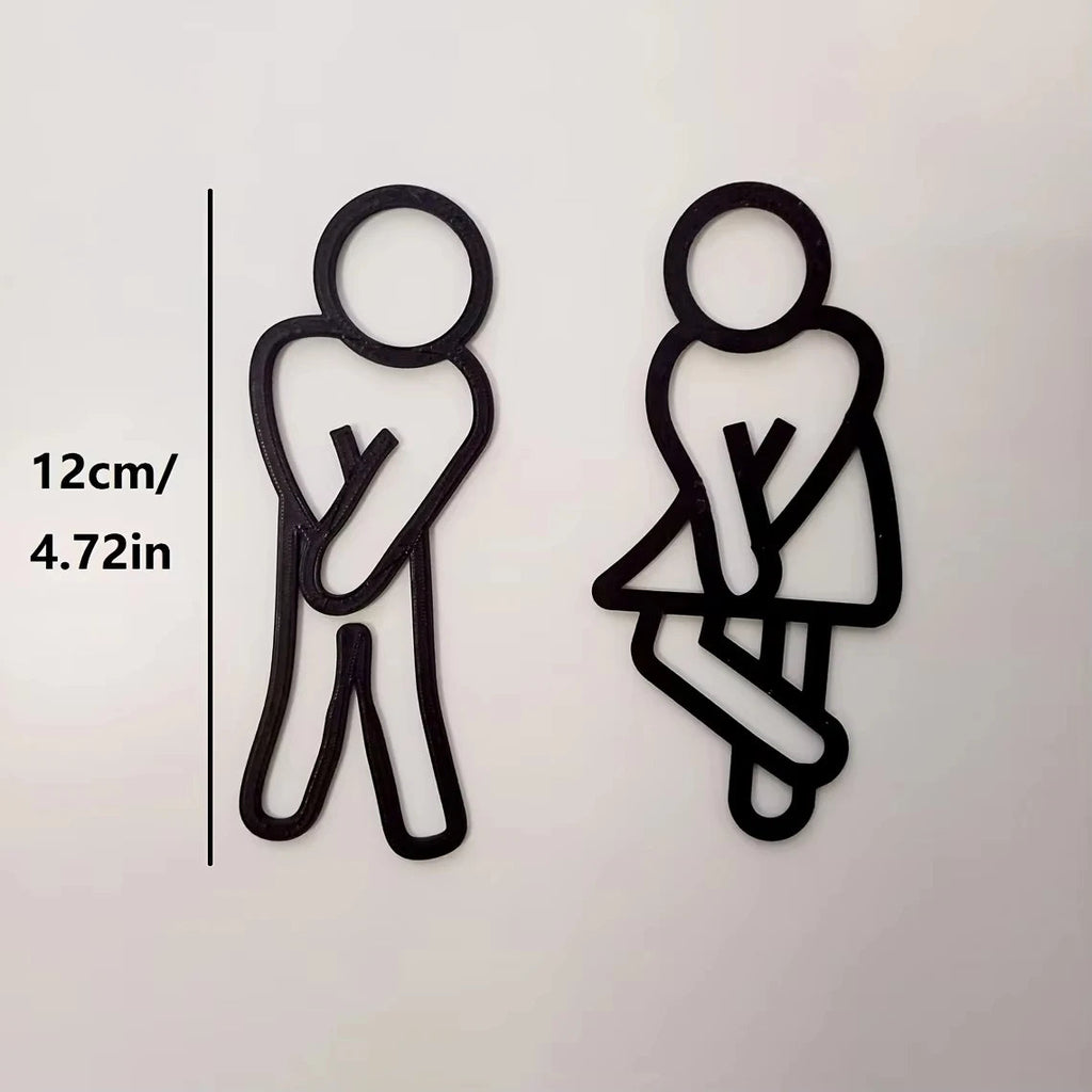Funny Bathroom Signs for Men Women Creative 2D Flat Restroom Door Decor Restaurant Hotel Cafe Toilet Signage Wall Sticker The WTF Store