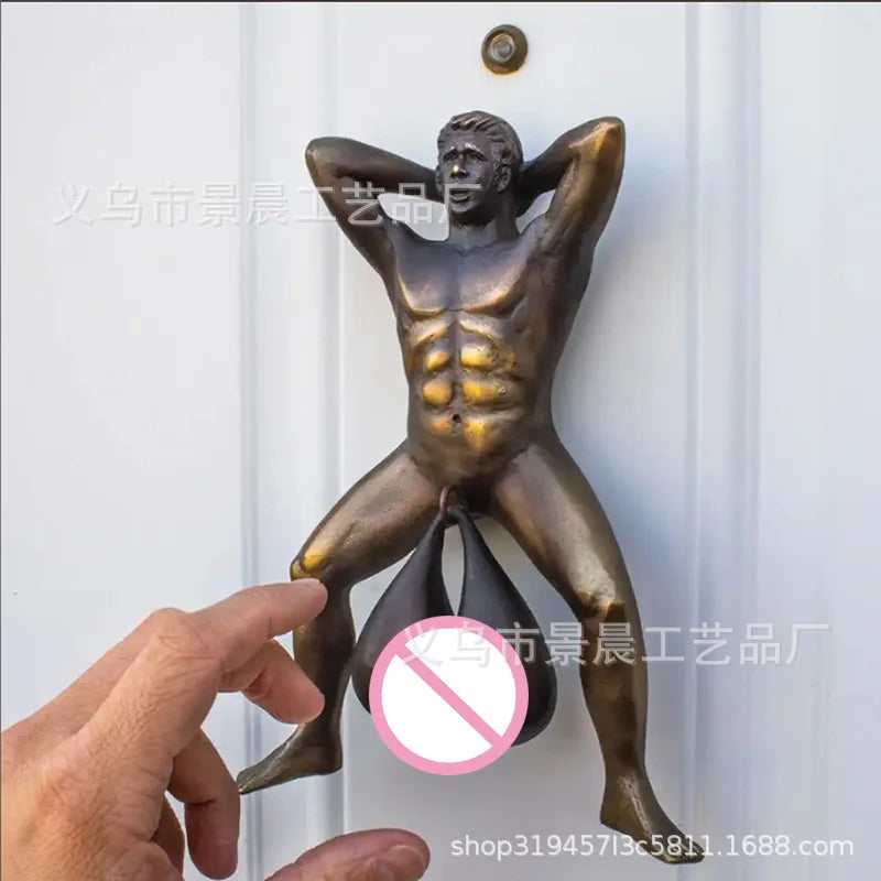Funny Male Spoof Doorbell Resin Crafts Weird Home Door Ball Door Ring Gold Rogue Pendant Funny Gifts The WTF Store