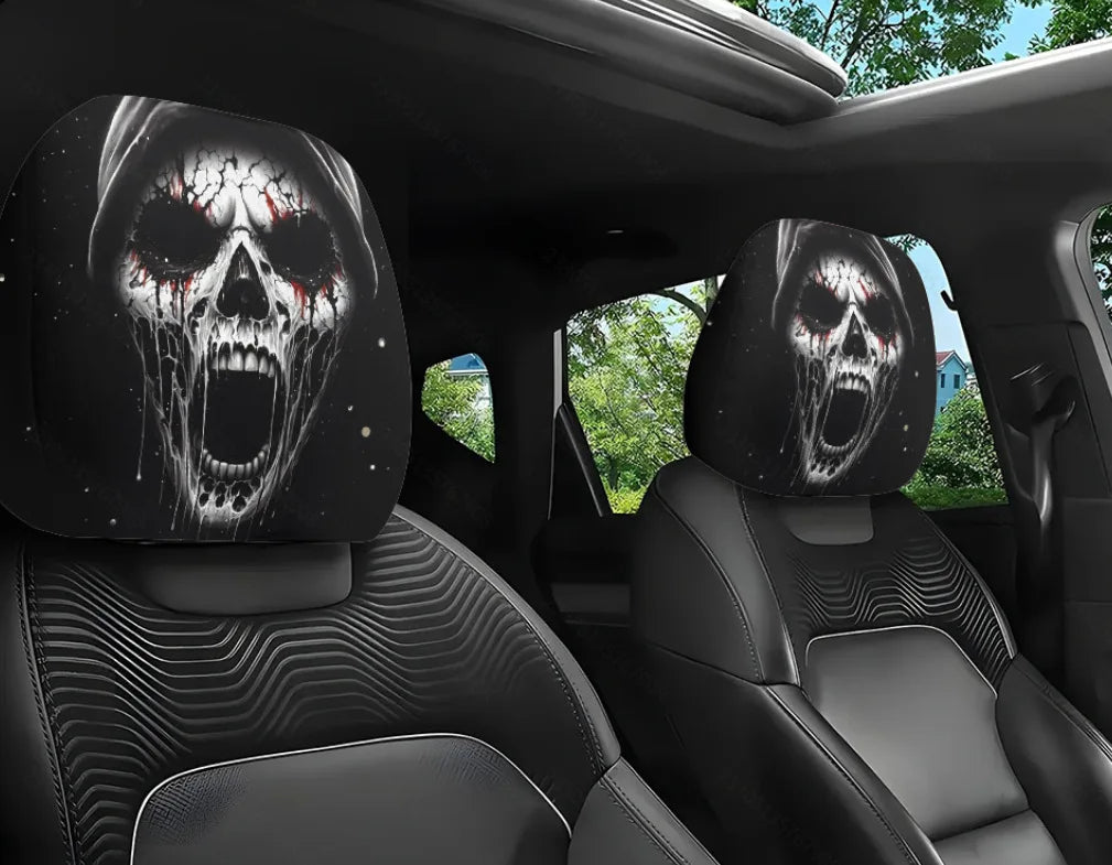 2pcs Halloween Funny Funny Car Print Headrest Case Universal Elastic Funny Funny Funny Car Headrest Case The WTF Store