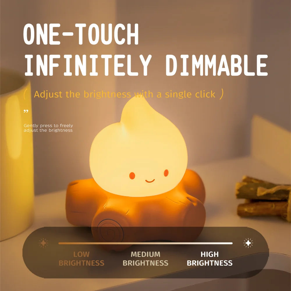 Campfire Night Light Cute Soft Silicone Safe Lamp Decorations Timing Dimmable Bedside Decor Kids Babies Halloween Gifts The WTF Store