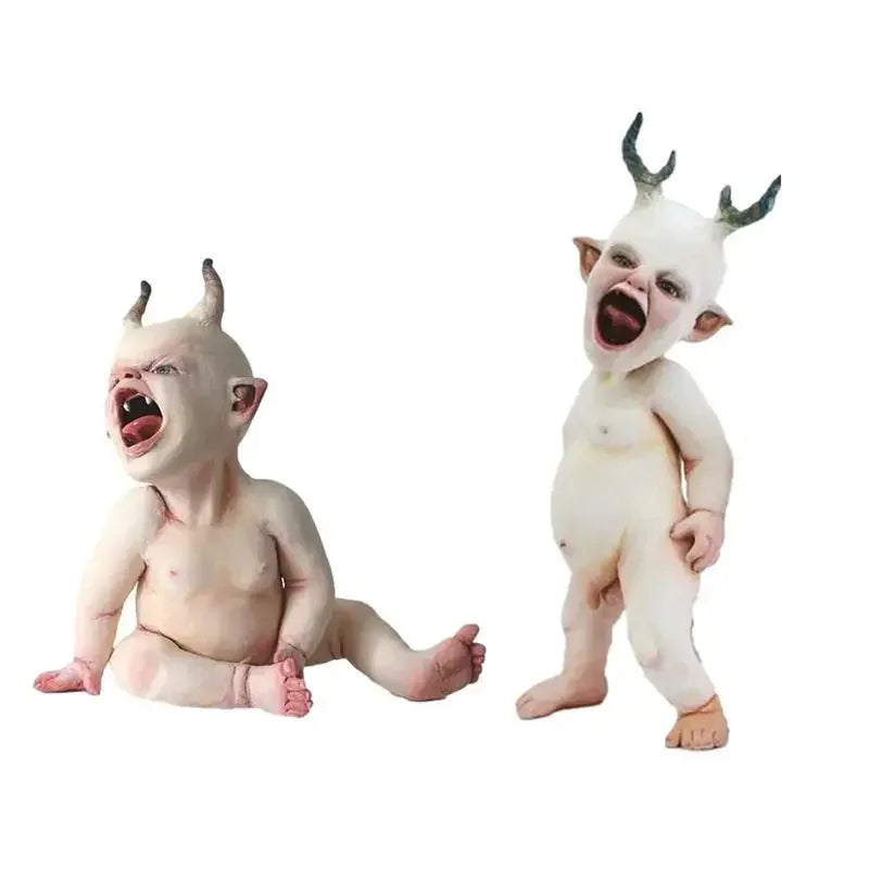 Ghost Doll Scary Creepy Hanging Party Props Halloween Horror Baby Decors Scary Zombie Baby With Horn Resin Figurine Decoration The WTF Store