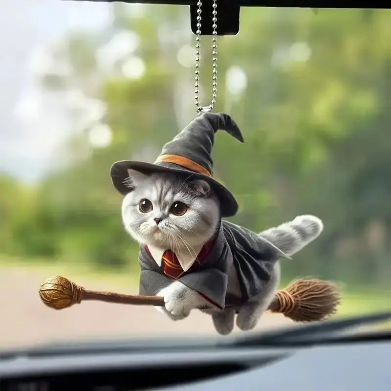 Fun Car Pendant Hanging Ornament with Chain Realistic Animal Cat-Shaped Rearview Mirror Hanging Decor Car Interior Accessories The WTF Store