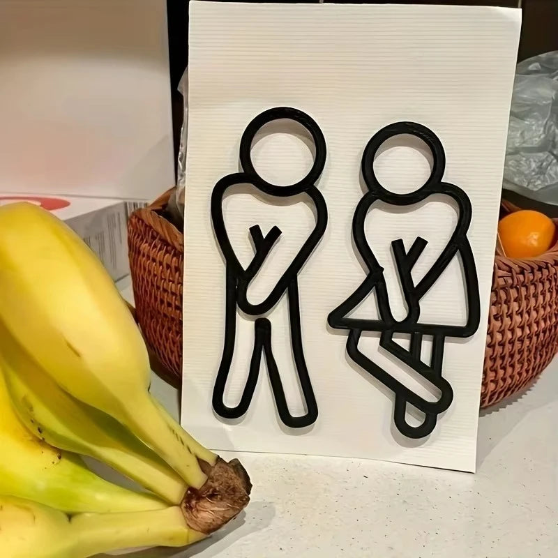 Funny Bathroom Signs for Men Women Creative 2D Flat Restroom Door Decor Restaurant Hotel Cafe Toilet Signage Wall Sticker The WTF Store
