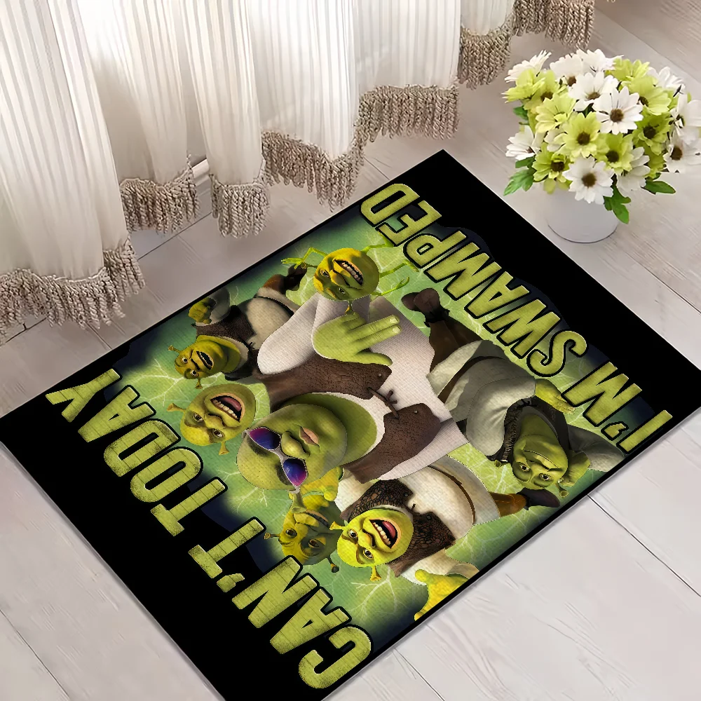 funny Classic Home Bedside Rug Kitchen Bath Floor Mat Hallway Balcony Carpet Green Face Entrance Doormat hogar Decor s-Shreks The WTF Store