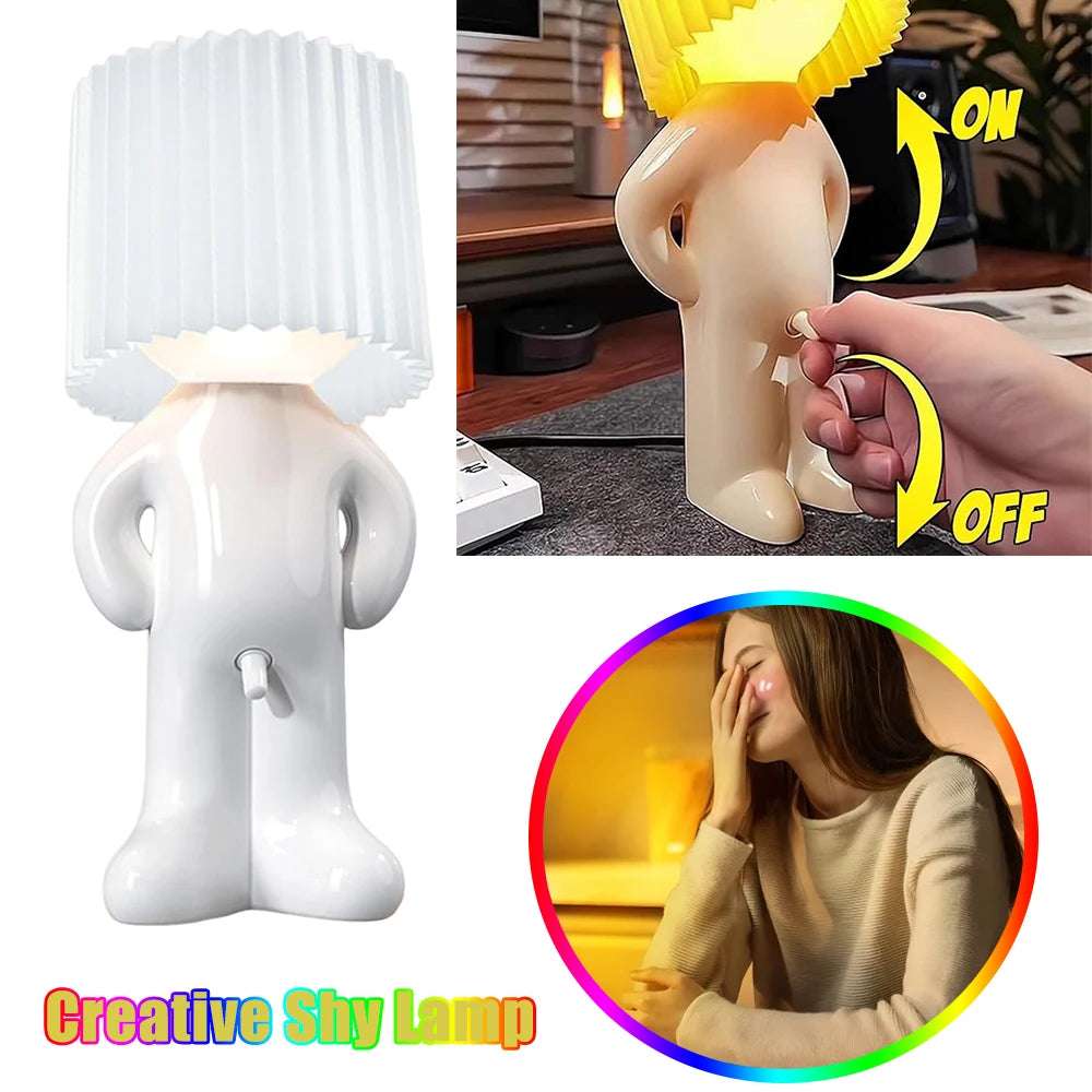 Cute Cartoon Shy Boy Little Naughty LED Night Light USB Charging Shy Lamp Decorative Lamp For Home Desk Decor Funny Kids Gift The WTF Store
