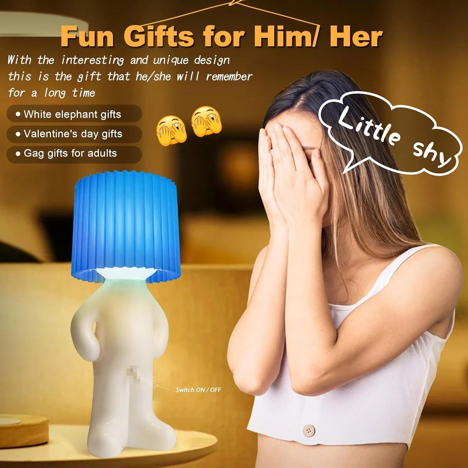 Cute Cartoon Shy Boy Little Naughty LED Night Light USB Charging Shy Lamp Decorative Lamp For Home Desk Decor Funny Kids Gift The WTF Store
