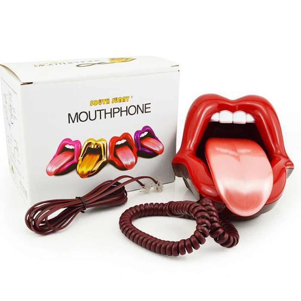 Landline Phones for Home, Red Mouth Telephone, Novelty Big Tongue Phone, Wired Funny Lip Phone Gift Real Corded Telephone Set The WTF Store