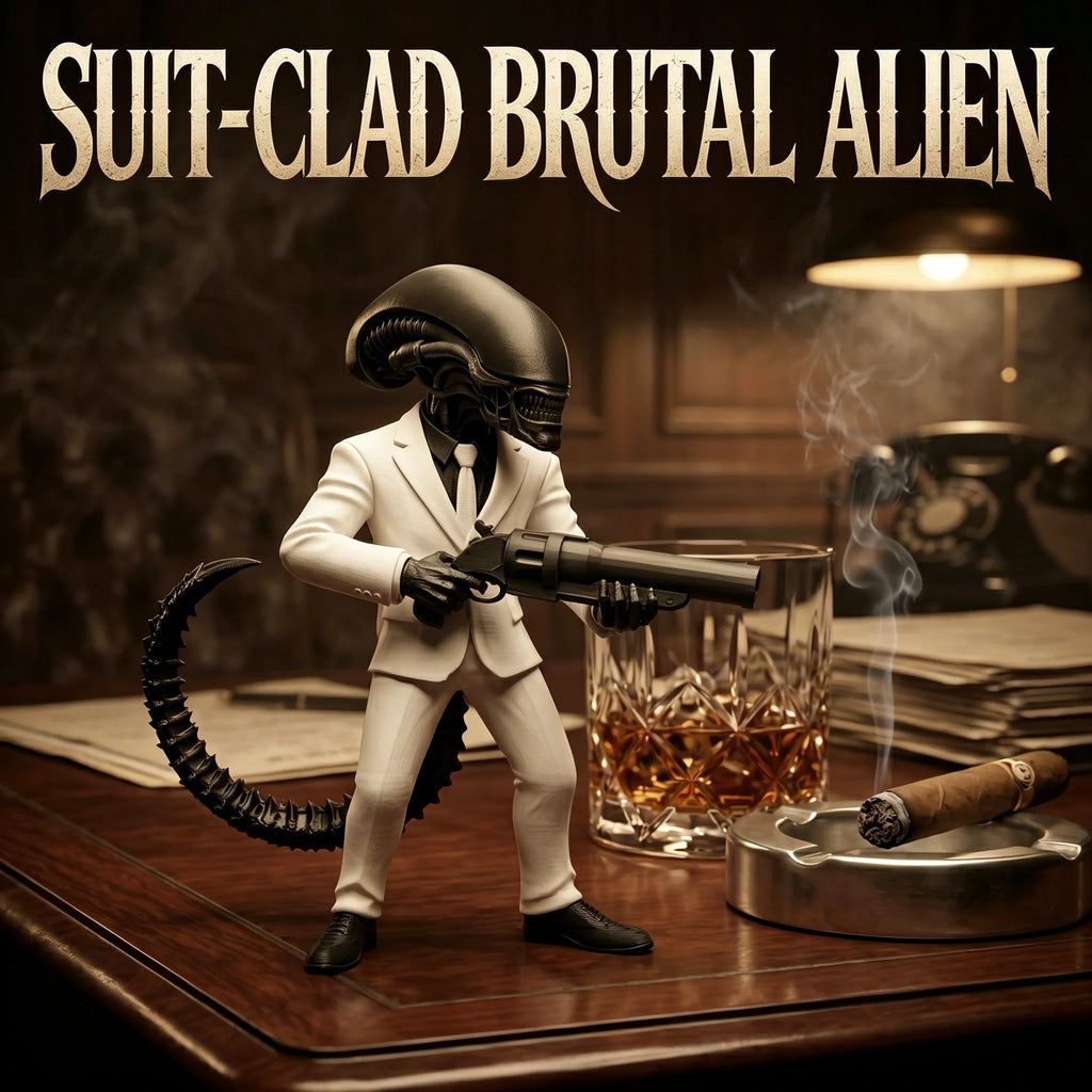 Alien Hitman Ornament, Gothic Style, Collectible Figurine, Home Desk Decoration, Creative Sculpture The WTF Store