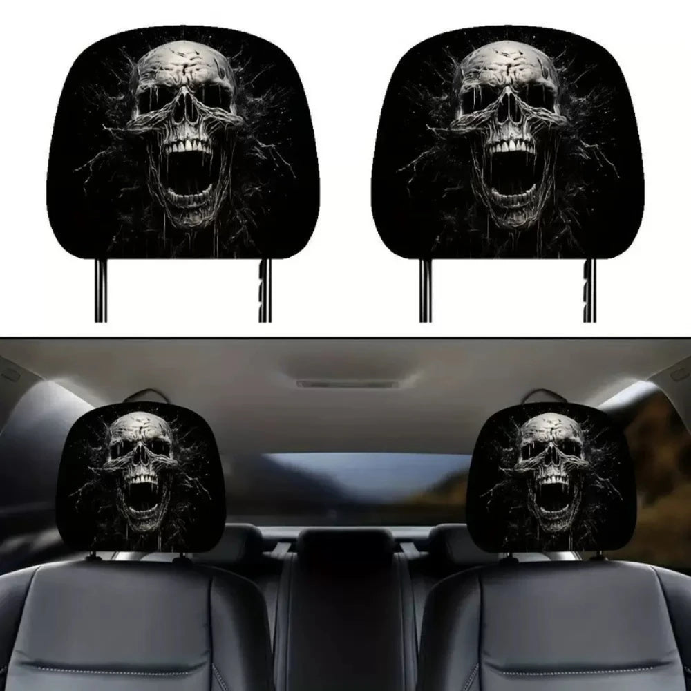 2pcs Halloween Funny Funny Car Print Headrest Case Universal Elastic Funny Funny Funny Car Headrest Case The WTF Store