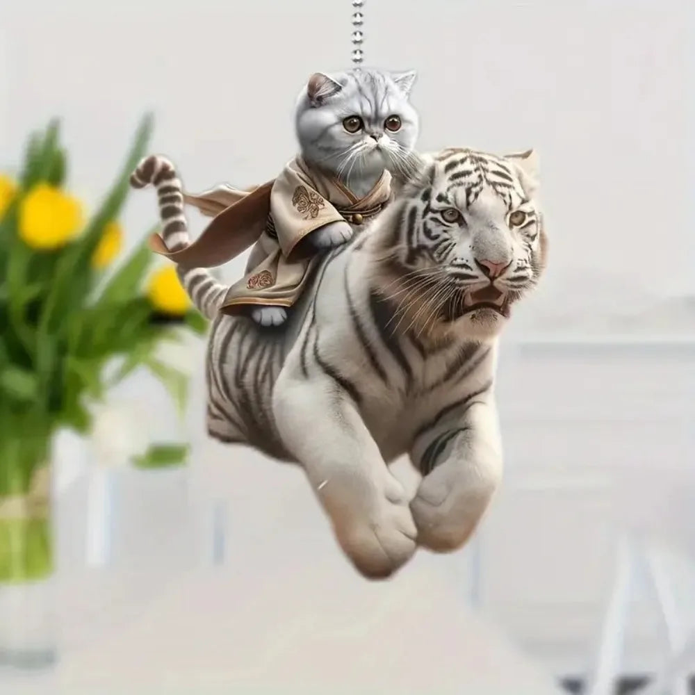 Fun Car Pendant Hanging Ornament with Chain Realistic Animal Cat-Shaped Rearview Mirror Hanging Decor Car Interior Accessories The WTF Store