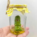 Grumpy Pickle In A Jar Sculpture Funny Aojiao Jar Pickle Cartoon Display Creative Mini Grumpy Clear Glass Pickle Statue The WTF Store