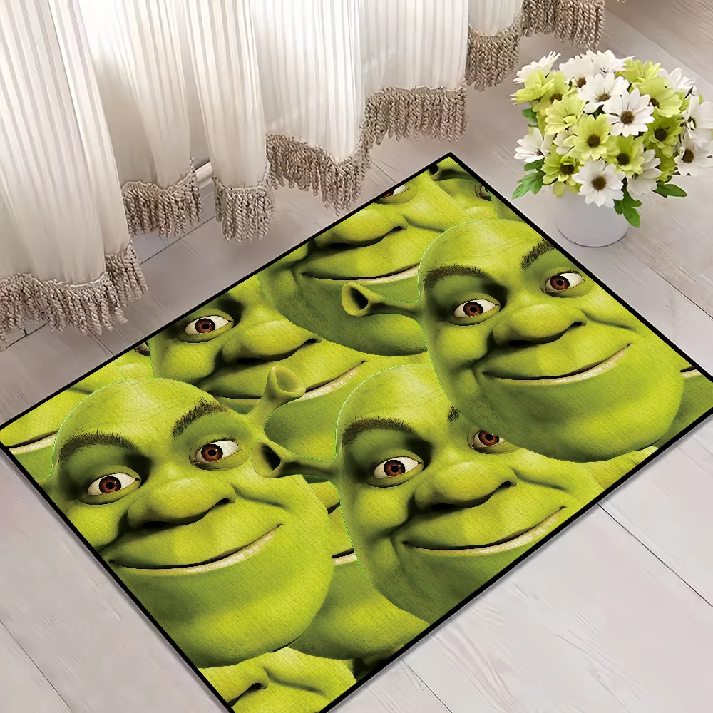 funny Classic Home Bedside Rug Kitchen Bath Floor Mat Hallway Balcony Carpet Green Face Entrance Doormat hogar Decor s-Shreks The WTF Store