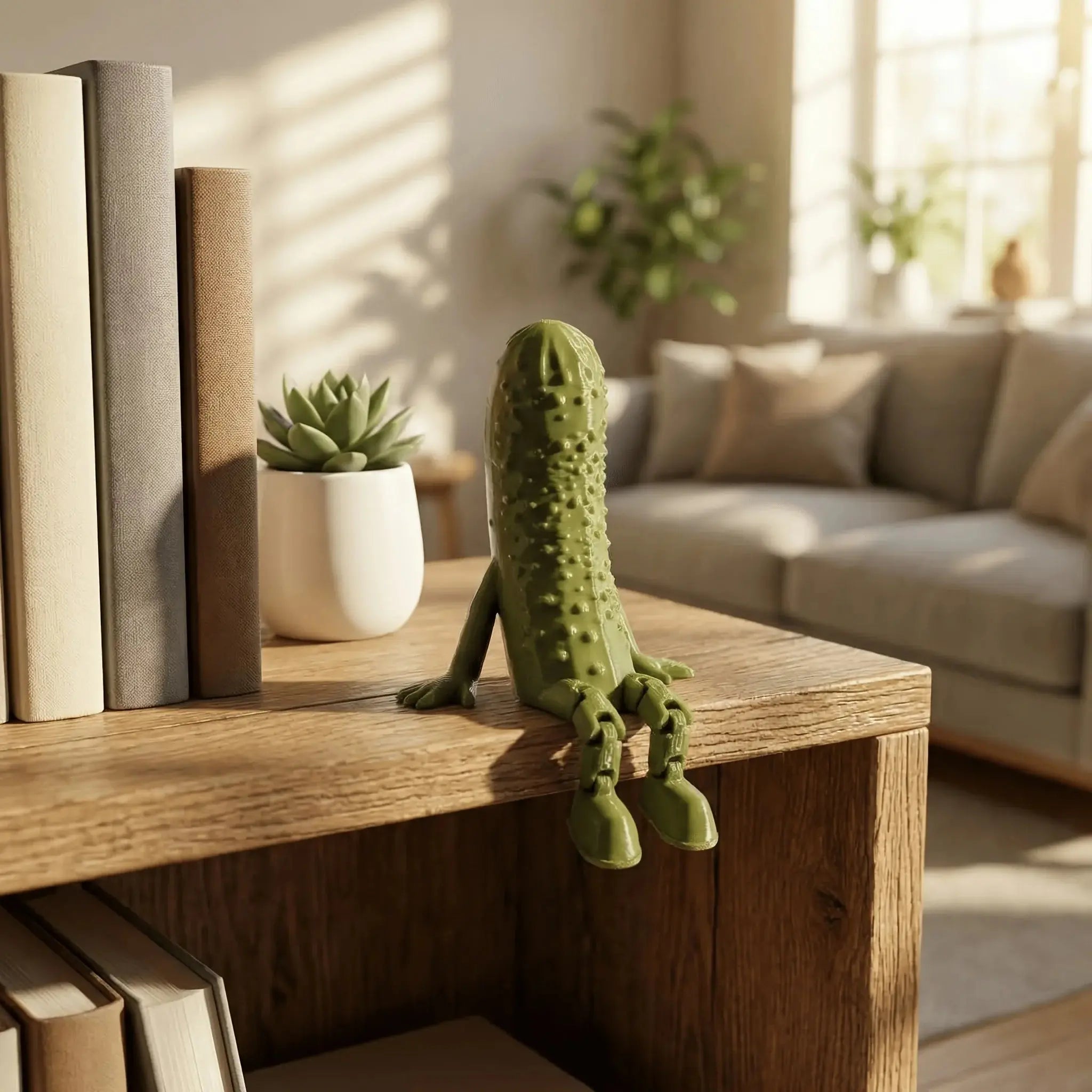 Articulated Pickle Figurine 3D Printed Movable Pickle Desk Accompanying Fruit Little People Ornament Fun Quirky Home Decor Gifts The WTF Store