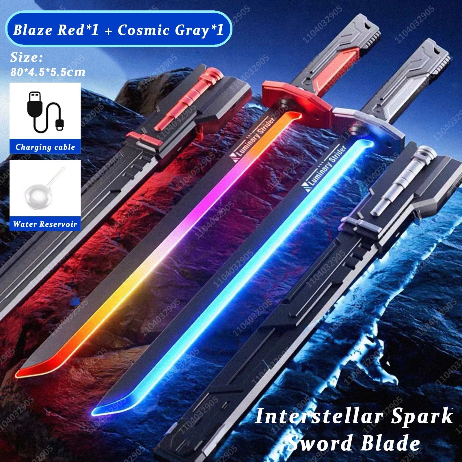 Streamer Glowing Sword with Spark & Smoke Effect Colorful 7-Color Light Sword Toy for Kids & Adults Party Cosplay Christmas Gift The WTF Store