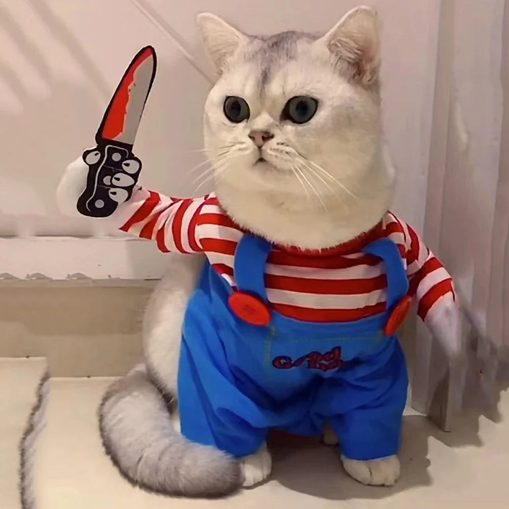 Funny Cat Clothes Halloween Cosplay Costumes for Small Medium Dog Cats Creative Pet Party Kitten Jump Suit Soft Warm Cat Coat The WTF Store