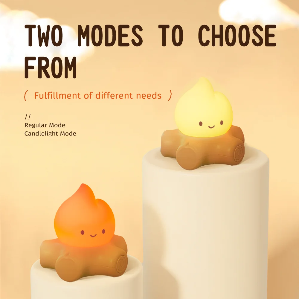 Campfire Night Light Cute Soft Silicone Safe Lamp Decorations Timing Dimmable Bedside Decor Kids Babies Halloween Gifts The WTF Store