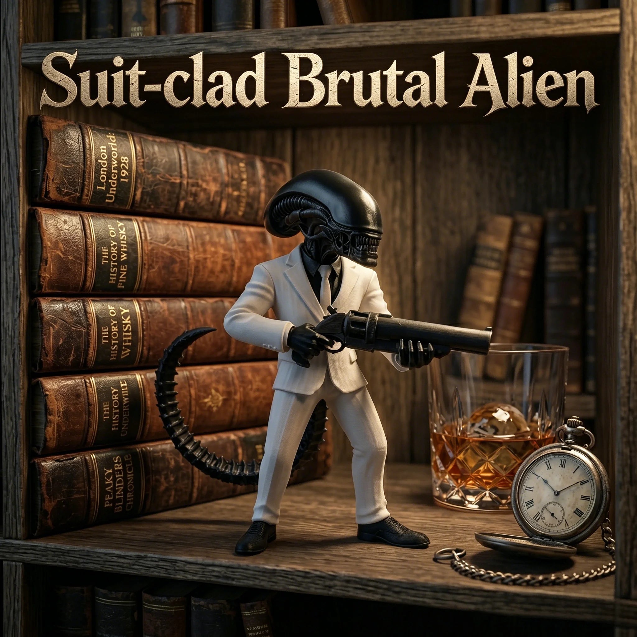 Alien Hitman Ornament, Gothic Style, Collectible Figurine, Home Desk Decoration, Creative Sculpture The WTF Store