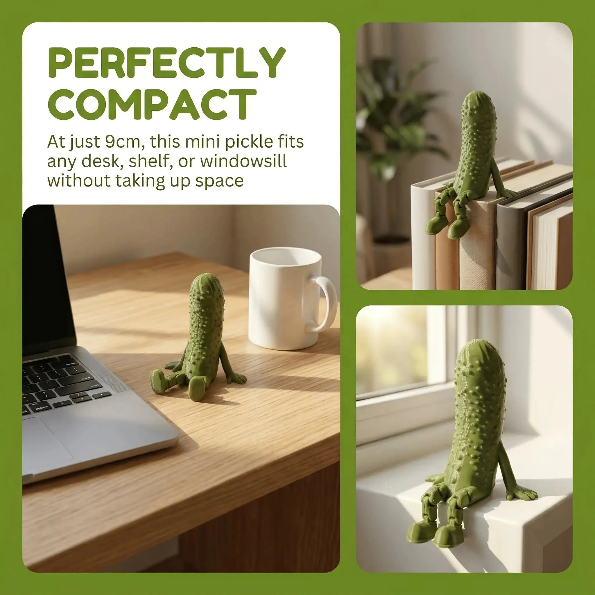 Articulated Pickle Figurine 3D Printed Movable Pickle Desk Accompanying Fruit Little People Ornament Fun Quirky Home Decor Gifts The WTF Store