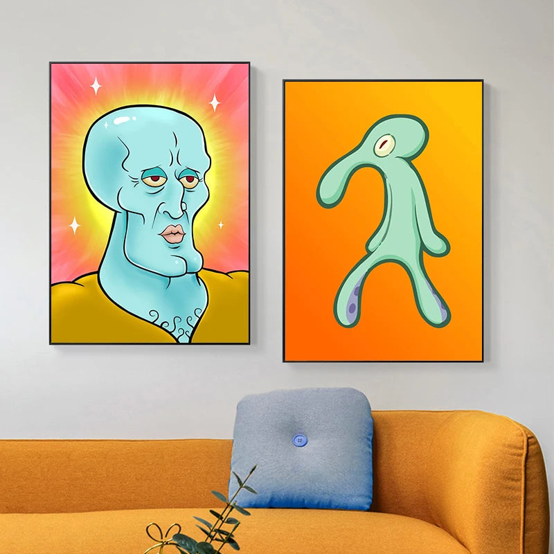 Bold And Brash Gallery Art Poster Abstract Squidward Canvas Painting Print Nordic Wall Art Picture for Living Room Home Decor The WTF Store
