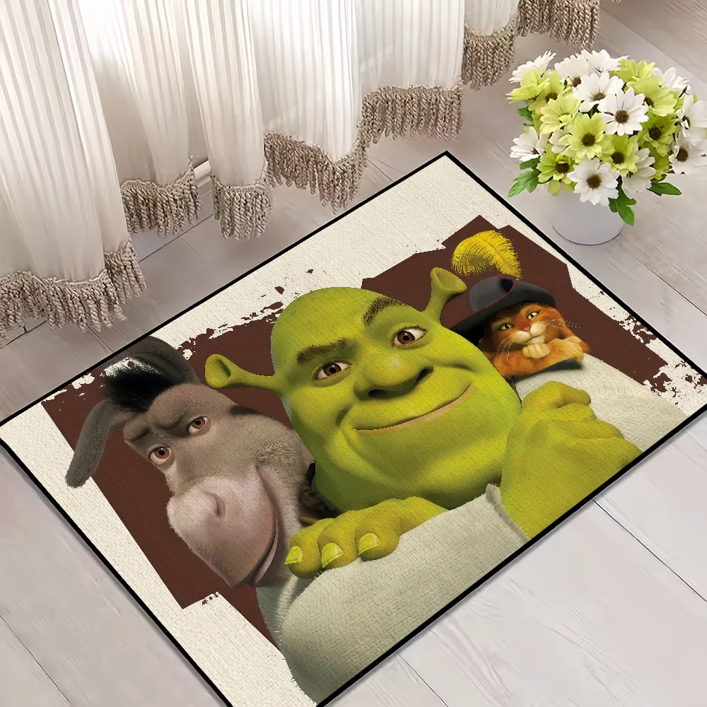 funny Classic Home Bedside Rug Kitchen Bath Floor Mat Hallway Balcony Carpet Green Face Entrance Doormat hogar Decor s-Shreks The WTF Store