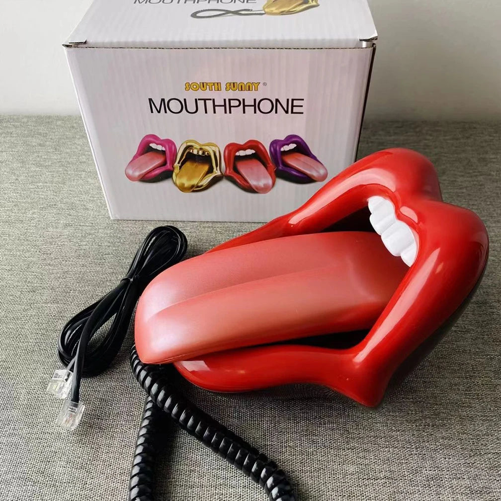Landline Phones for Home, Red Mouth Telephone, Novelty Big Tongue Phone, Wired Funny Lip Phone Gift Real Corded Telephone Set The WTF Store