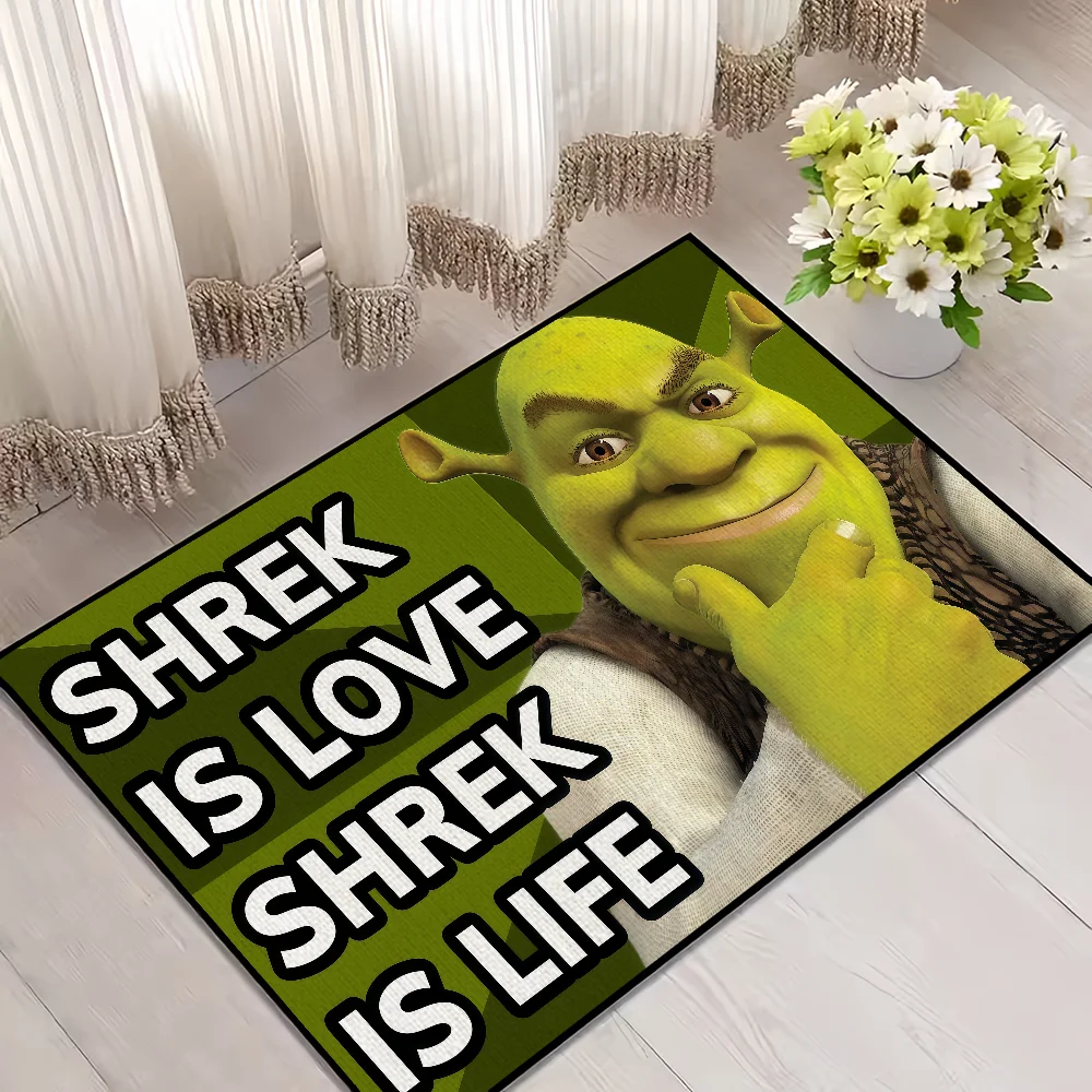 funny Classic Home Bedside Rug Kitchen Bath Floor Mat Hallway Balcony Carpet Green Face Entrance Doormat hogar Decor s-Shreks The WTF Store