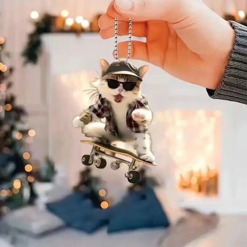 Fun Car Pendant Hanging Ornament with Chain Realistic Animal Cat-Shaped Rearview Mirror Hanging Decor Car Interior Accessories The WTF Store
