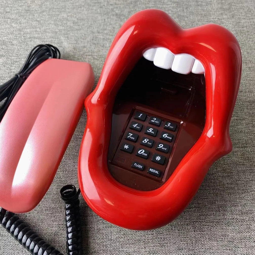 Landline Phones for Home, Red Mouth Telephone, Novelty Big Tongue Phone, Wired Funny Lip Phone Gift Real Corded Telephone Set The WTF Store