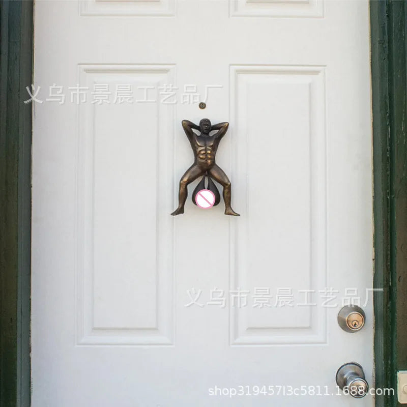 Funny Male Spoof Doorbell Resin Crafts Weird Home Door Ball Door Ring Gold Rogue Pendant Funny Gifts The WTF Store