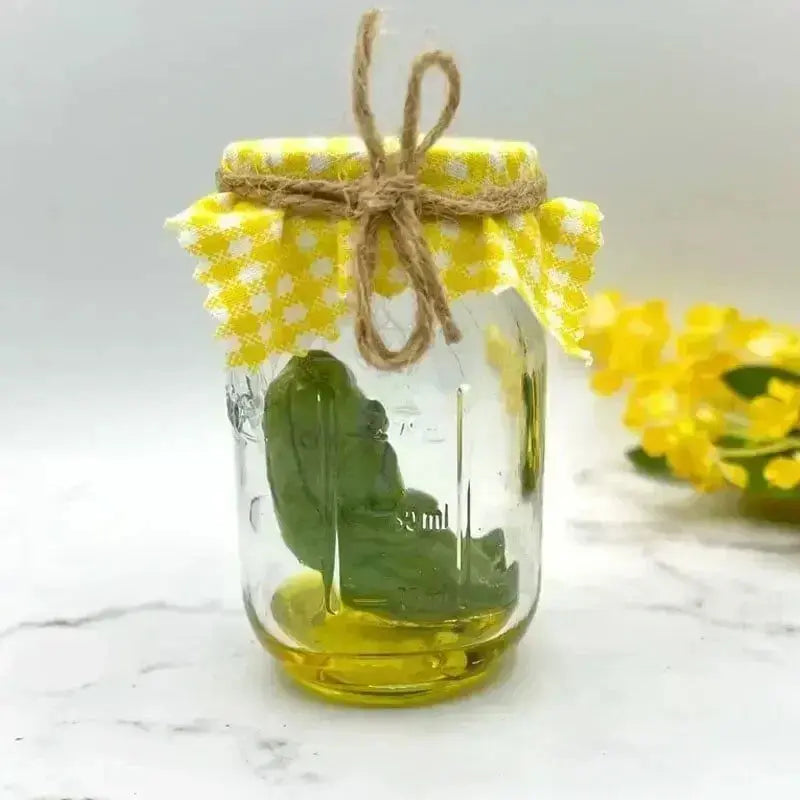 Grumpy Pickle In A Jar Sculpture Funny Aojiao Jar Pickle Cartoon Display Creative Mini Grumpy Clear Glass Pickle Statue The WTF Store