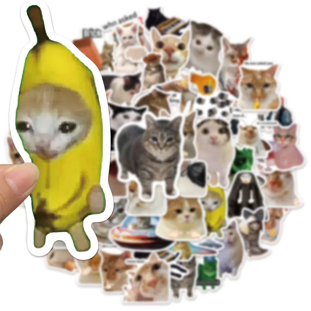 50/100PCS Creative Network Popular Cat Meme Collection Hand Account DIY Graffiti Stickers Water Cup Skateboard Stickers The WTF Store