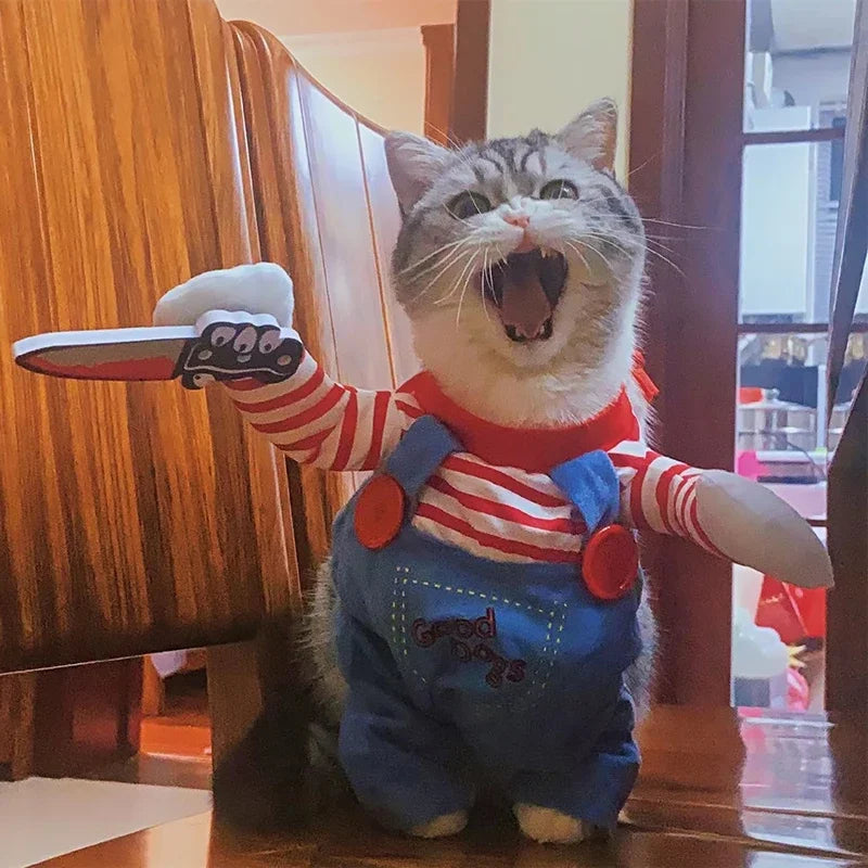 Funny Cat Clothes Halloween Cosplay Costumes for Small Medium Dog Cats Creative Pet Party Kitten Jump Suit Soft Warm Cat Coat The WTF Store