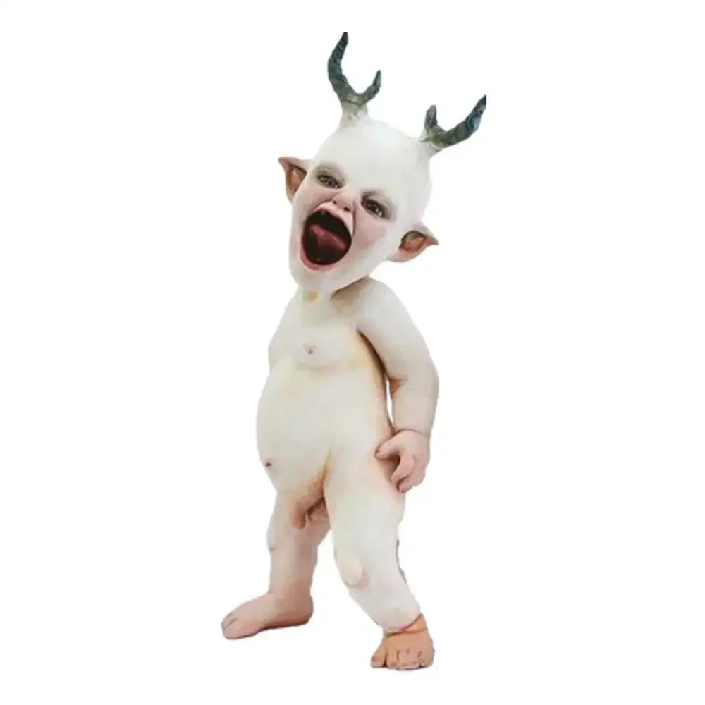 Ghost Doll Scary Creepy Hanging Party Props Halloween Horror Baby Decors Scary Zombie Baby With Horn Resin Figurine Decoration The WTF Store