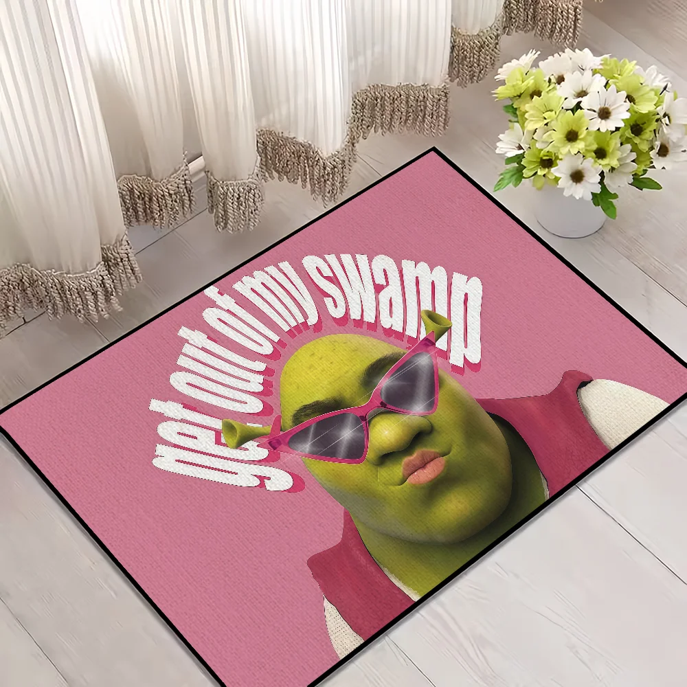 funny Classic Home Bedside Rug Kitchen Bath Floor Mat Hallway Balcony Carpet Green Face Entrance Doormat hogar Decor s-Shreks The WTF Store