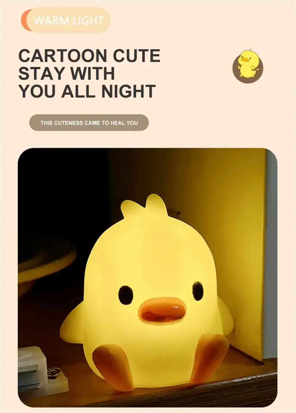 Duck Night Light Bedroom Decoration Cute Cartoon Animal Night Light Christmas Gifts For Kids Room Bedside Sleeping Lamp The WTF Store