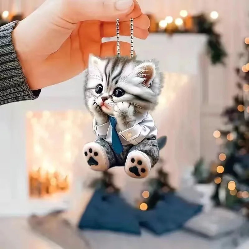 Fun Car Pendant Hanging Ornament with Chain Realistic Animal Cat-Shaped Rearview Mirror Hanging Decor Car Interior Accessories The WTF Store