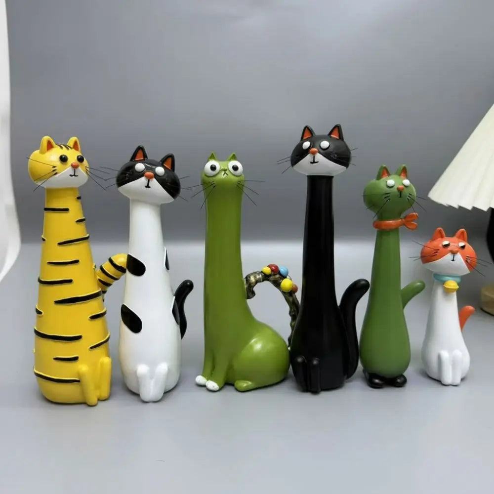 Boho Style Funny Cat-shaped Vases Ornament Synthetic Resins Cute Cartoon Style Kitty Planter Desk Decor Cat Figurine Shelf Decor The WTF Store