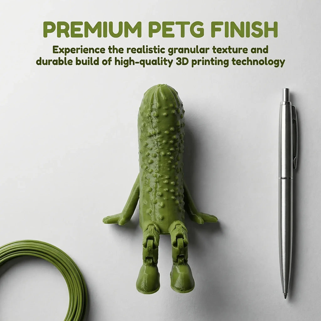 Articulated Pickle Figurine 3D Printed Movable Pickle Desk Accompanying Fruit Little People Ornament Fun Quirky Home Decor Gifts The WTF Store
